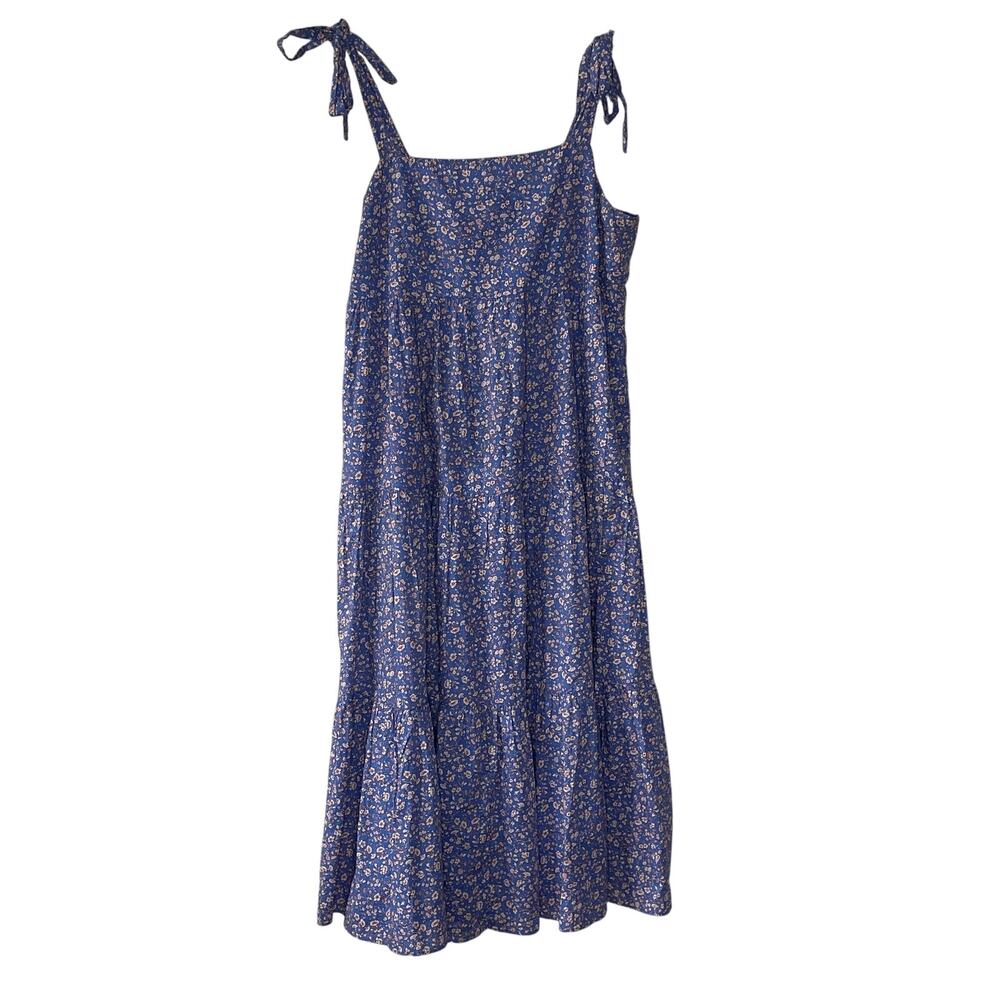 Madewell Blue Floral Tie-Shoulder Mini Dress